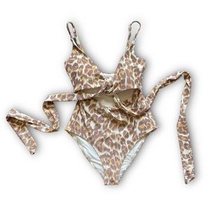 Aerie wrap around swim suit leopard cheetah print